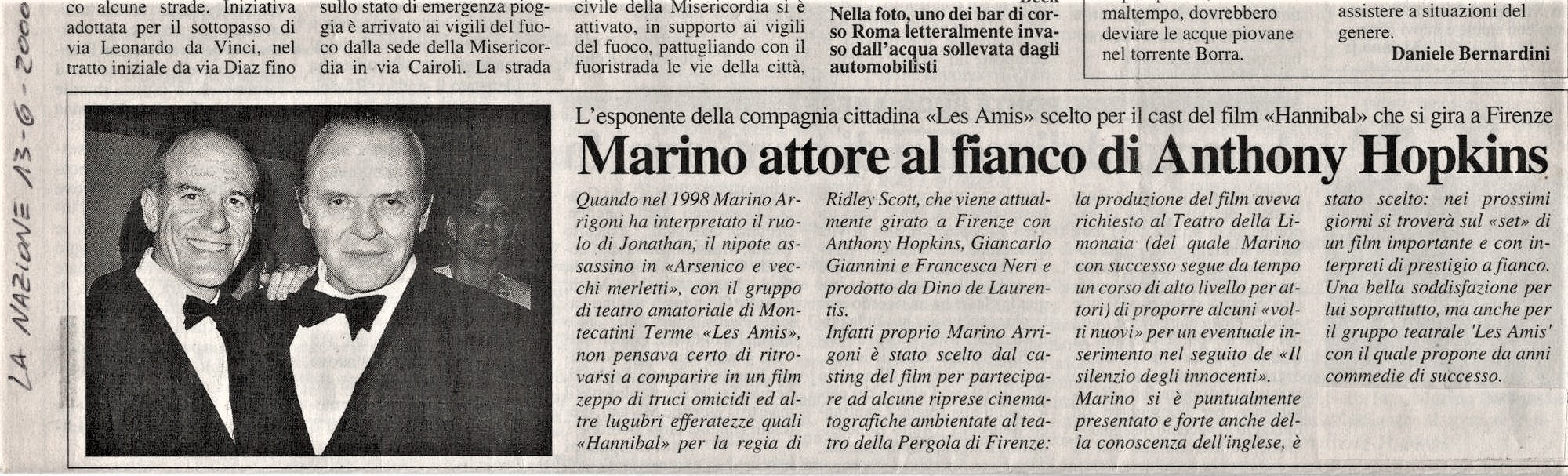 Marino Filippo Arrigoni con Antony Hopkins - anno 2000